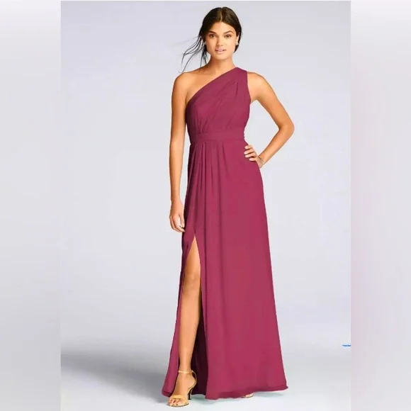 David's Bridal | Dresses | Oneshoulder Crinkle Chiffon Dress
